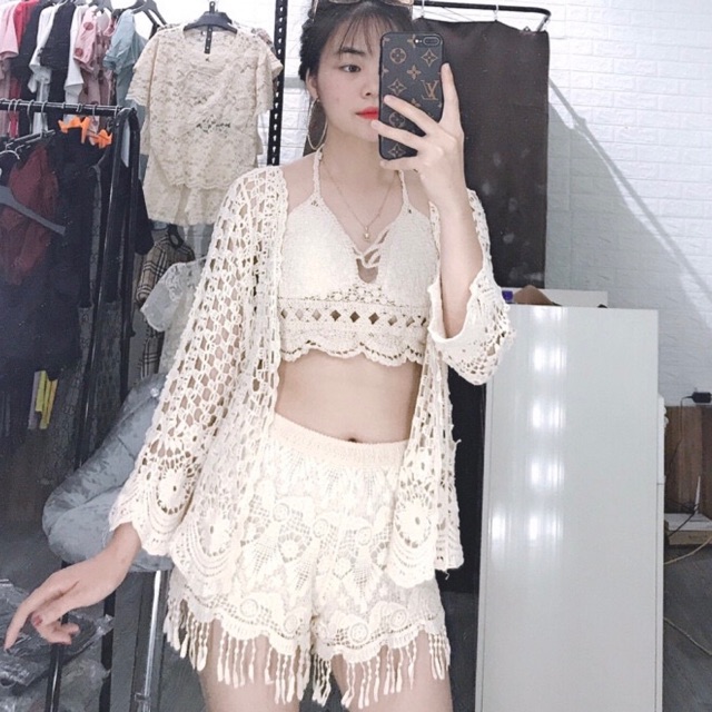 32- Set ren bikini đi biển quần tua rua 3 món (có bán rời)