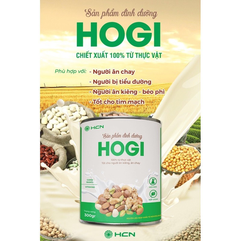 Sữa hạt Hogi dinh dưỡng dành cho người ăn kiêng, ăn chay tiểu đường, mỡ máu, kiểm soát cân nặng 300gr