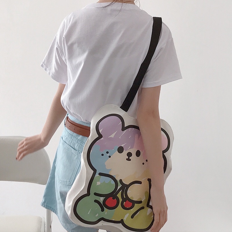 Túi đeo vai hình gấu siêu cute (vừa a4, hình thật)