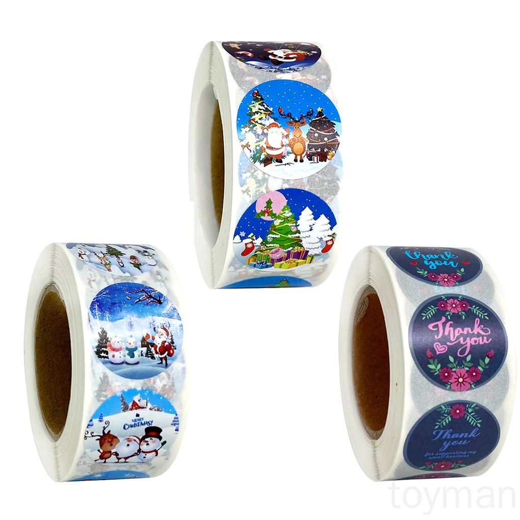 Cuộn 500 miếng dán trang trí hộp quà Giáng sinh