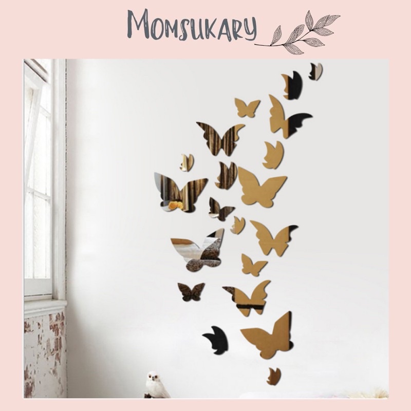 Gương dán tường chất liệu Mica gương mẫu họa tiết mini tạo hình tranh 3D trang trí tường - Nhiều mẫu hình