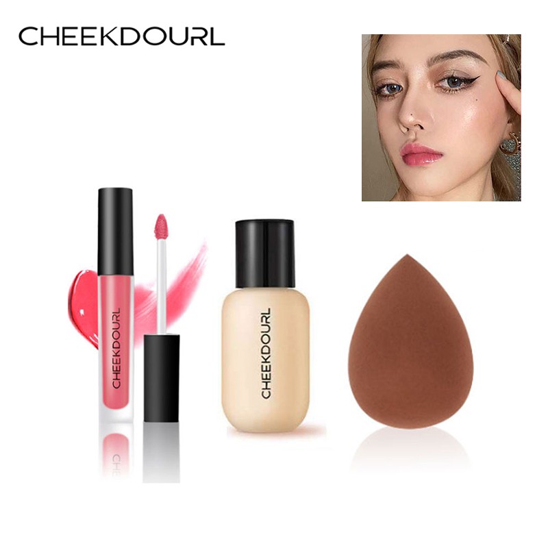 CHEEKDOURL 3 CÁI / Kem nền + Máy xay làm đẹp + Son bóng cho Mỹ phẩm / Trang điểm / Bộ trang điểm