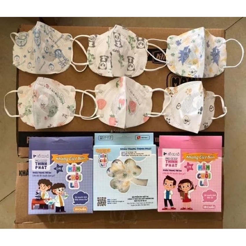 Combo 5 hộp 50 cái Khẩu trang trẻ em Mầm Chồi Lá Thịnh Phát, size cho bé 4-10 tuổi, 3 lớp kháng khuẩn, nhiều màu đẹp