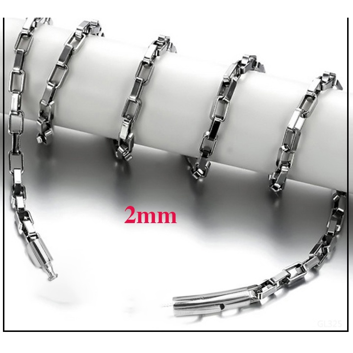 Dây chuyền nữ inox kiểu chữ nhật 2ly khóa vip sáng đẹp không đen vô cùng đẳng cấp