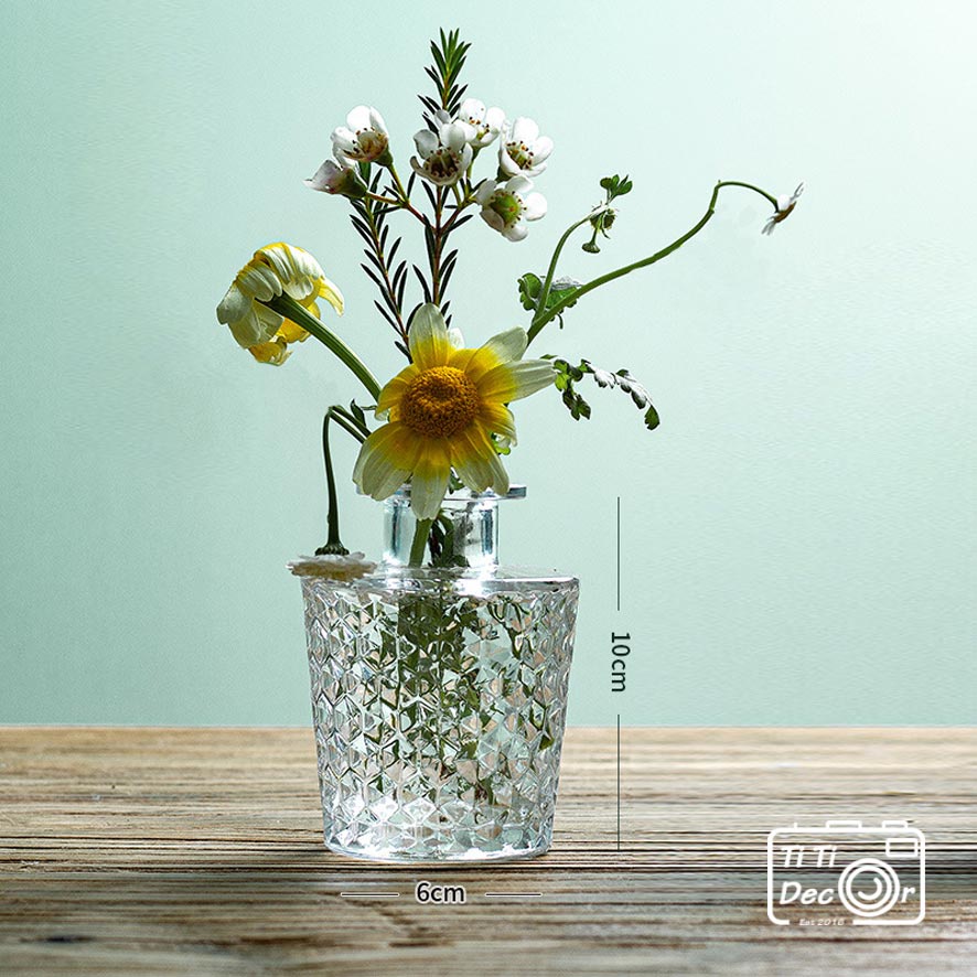Bình Hoa Pha Lê TiTi Decor, Lọ Hoa Thủy Tinh Phong Cách Vintage, Bình Decor Bắc Âu