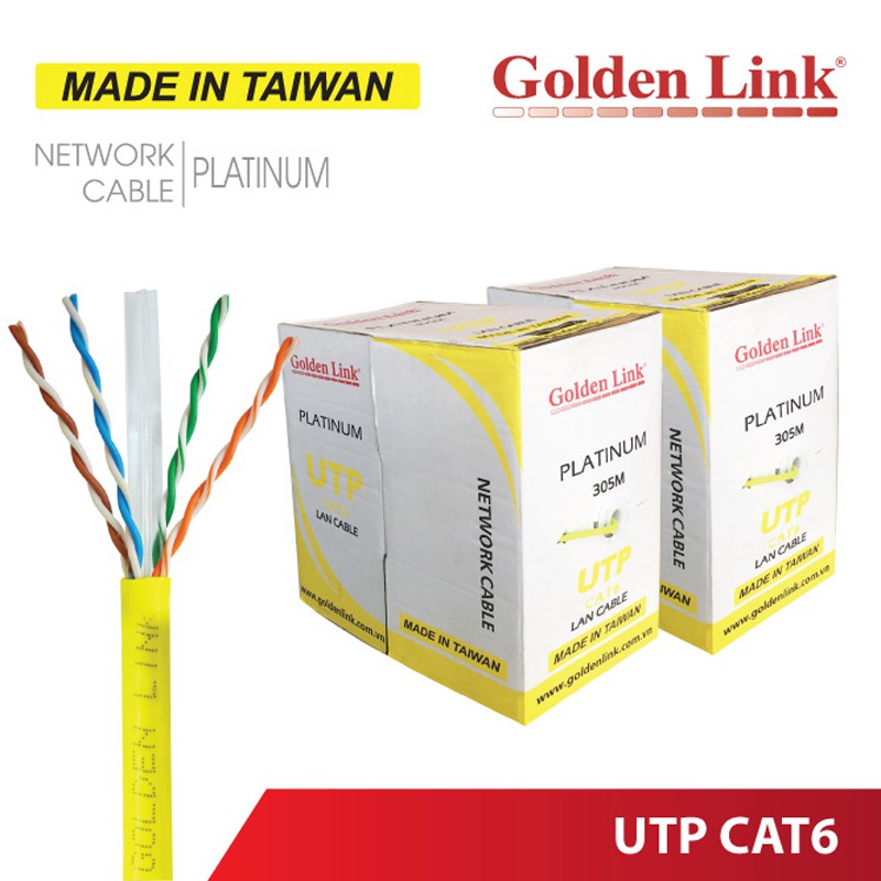 Thùng cuộn 100M cáp mạng Golden Link UTP Cat6