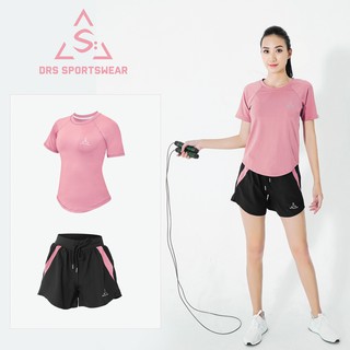 Set Bộ Áo Cộc Tay và Quần Short Sọc Màu [DRS] Set Tập Thể Thao, Gym, Yoga Nhiều Màu (DRN06-13)