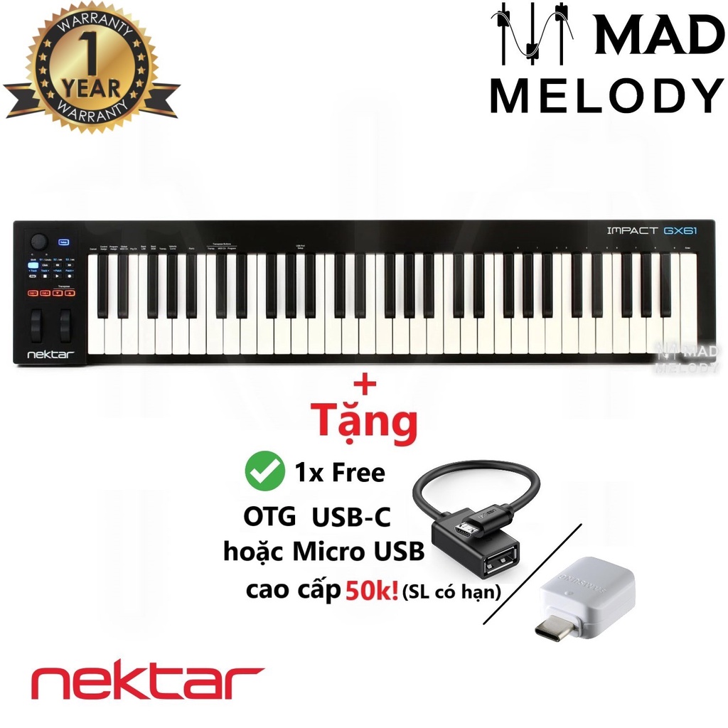 Nektar Impact GX61 Keyboard Controller (đàn soạn nhạc, 61 phím, NEW & chính hãng)