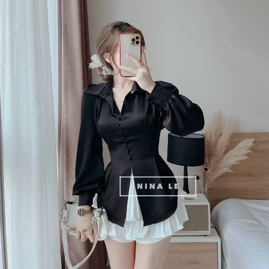 Aó Sơ Mi Kiểu Nút Bọc Nơ Sau Lưng TH104( VIDEO TỰ QUAY) | BigBuy360 - bigbuy360.vn