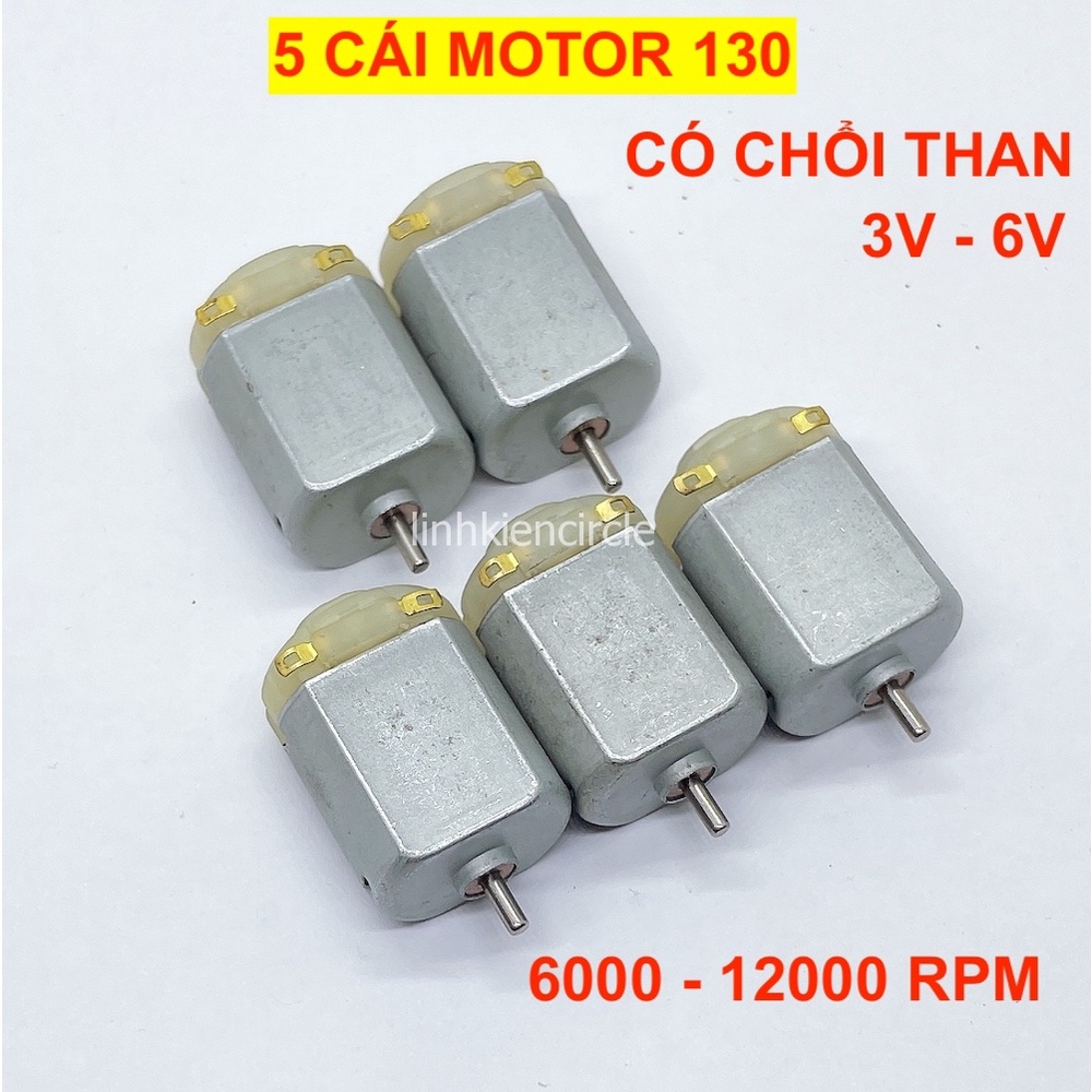 Bộ 5 động cơ motor có chổi than mô tơ mini 3V-6V, 130 Phiên Bản Mới LK0004