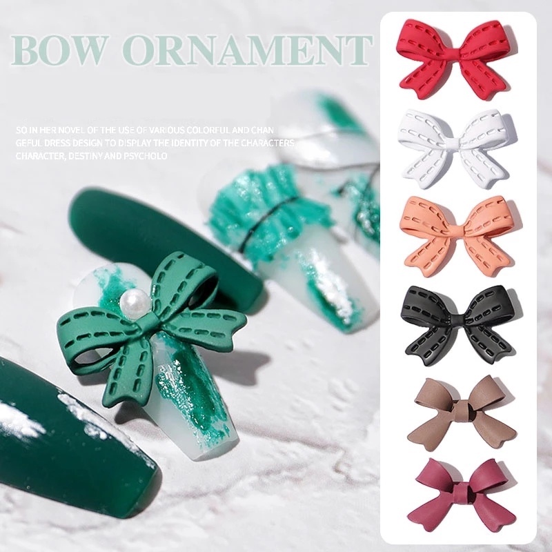 [Hàng mới về] Túi phụ kiện nơ/ gấu dán trang trí móng tay nghệ thuật 3D đáng yêu tiện lợi