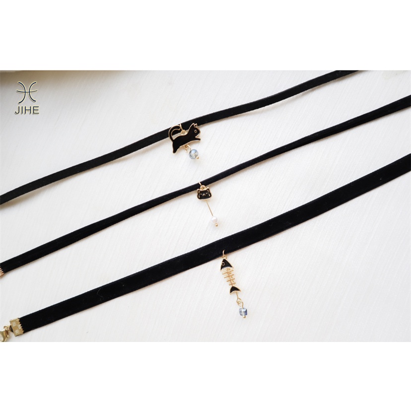 Choker Dây Nhung Đen Mặt Mèo
