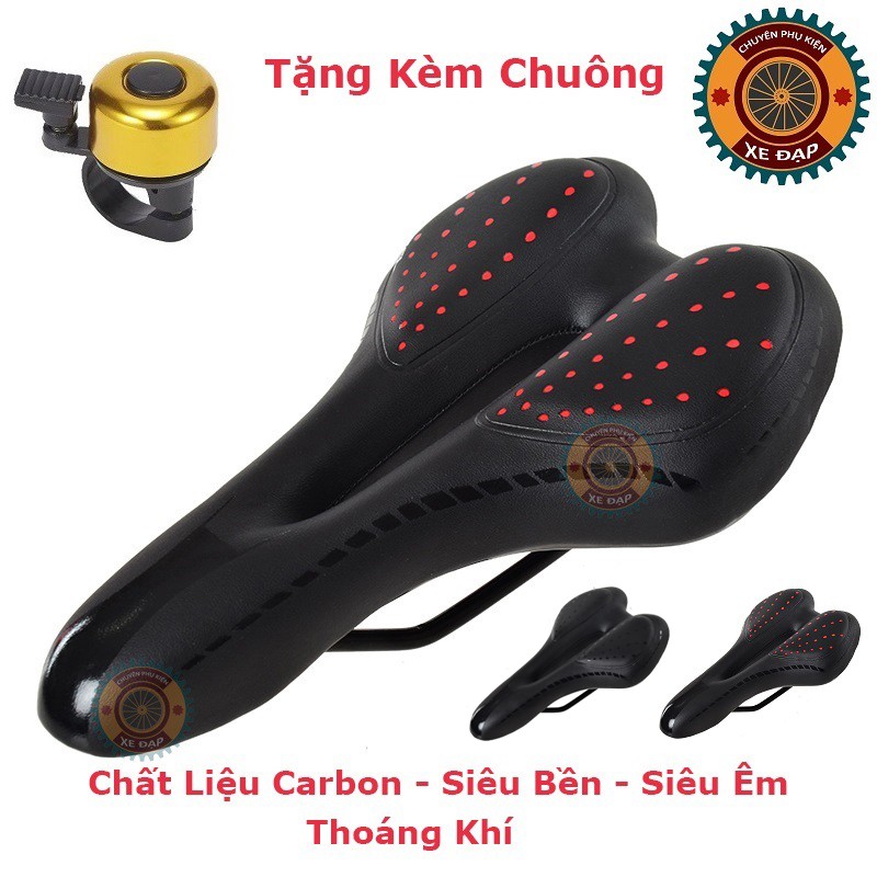 Yên xe đạp thể thao , Carbon siêu êm , Chính hãng Sengxin , da PU cao cấp - Tặng kèm chuông 02