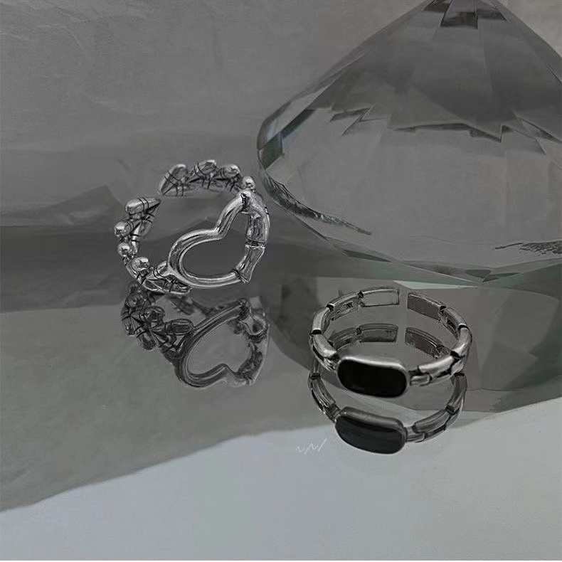 iF YOU Set 2 Nhẫn Bạc Phong Cách Hàn Quốc Cổ Điển Dành Cho Nữ