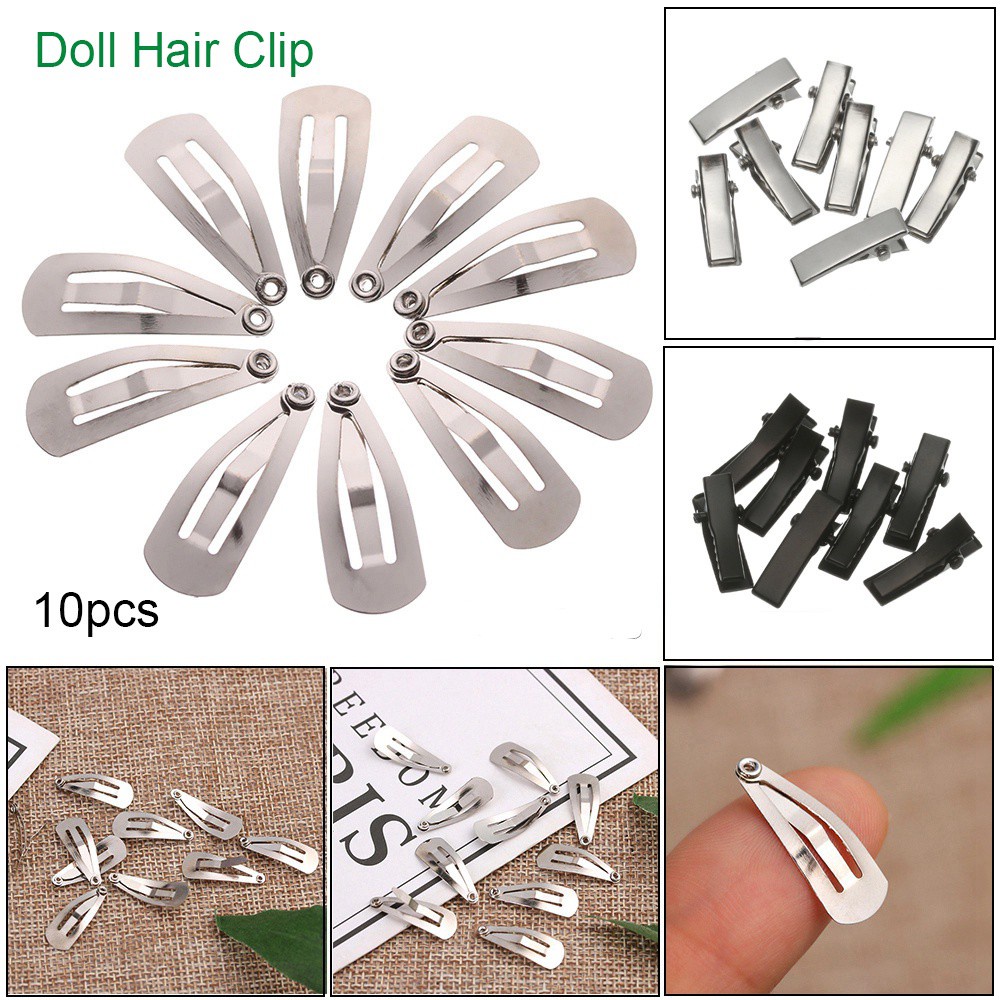 Set 10 Kẹp Tóc Búp Bê Bằng Nhựa 3 Kiểu Dáng Dễ Thương Cho Bé Gái Diy