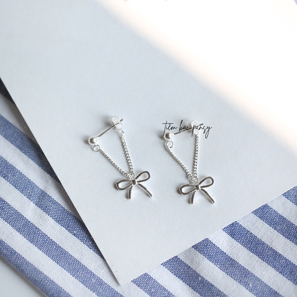 Bông tai tua rua hình nơ PANSY bằng bạc ta - Khuyên tai nữ bạc đẹp cao cấp