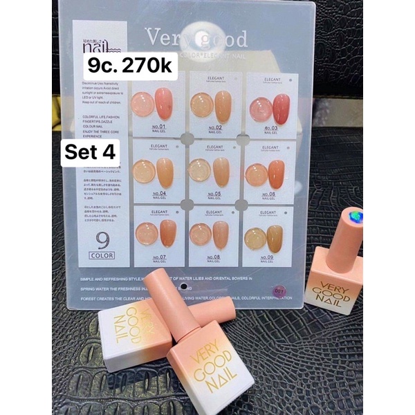 Set sơn thạch 9 chai verygood nail tặng kèm bảng màu