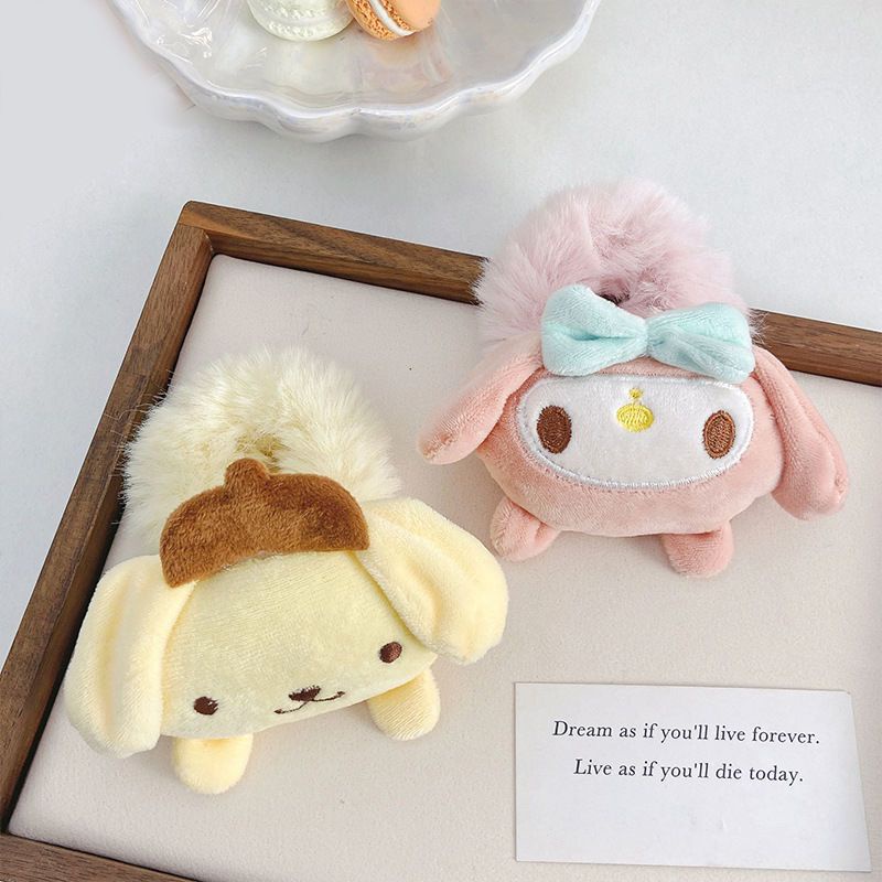 SANRIO Dây Cột Tóc Scrunchies Cinnamoroll Kuromi Melody Hoạt Hình Dễ Thương Cho Bé Gái