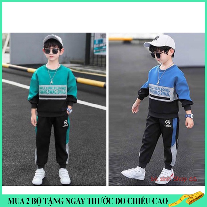 Bộ thu đông cho bé trai 14-45kg, quần áo thu đông bé trai 4-15 tuổi SWAG cá tính năng động, hàng may kĩ.SWAG68