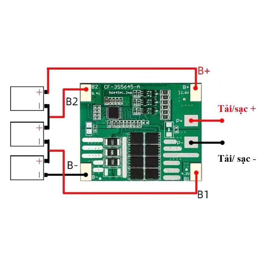 Mạch 3S 12V 30A CF,  sạc cân bằng và bảo vệ pin Li-ion 3.7V. BN.