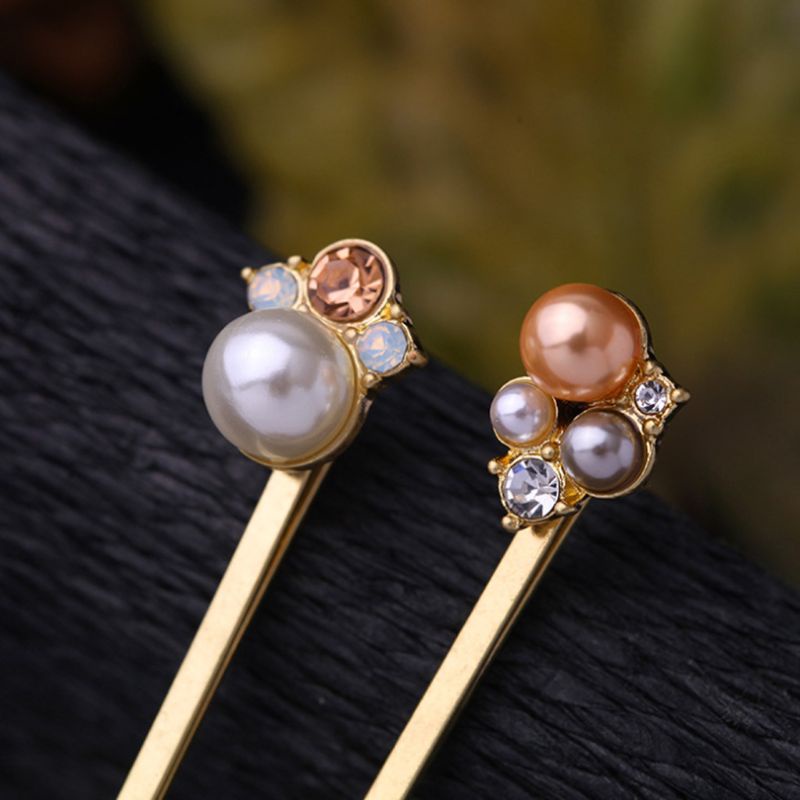 Set 6 Kẹp Tóc Đính Ngọc Trai Nhân Tạo Nhiều Màu Sắc Dành Cho Nữ