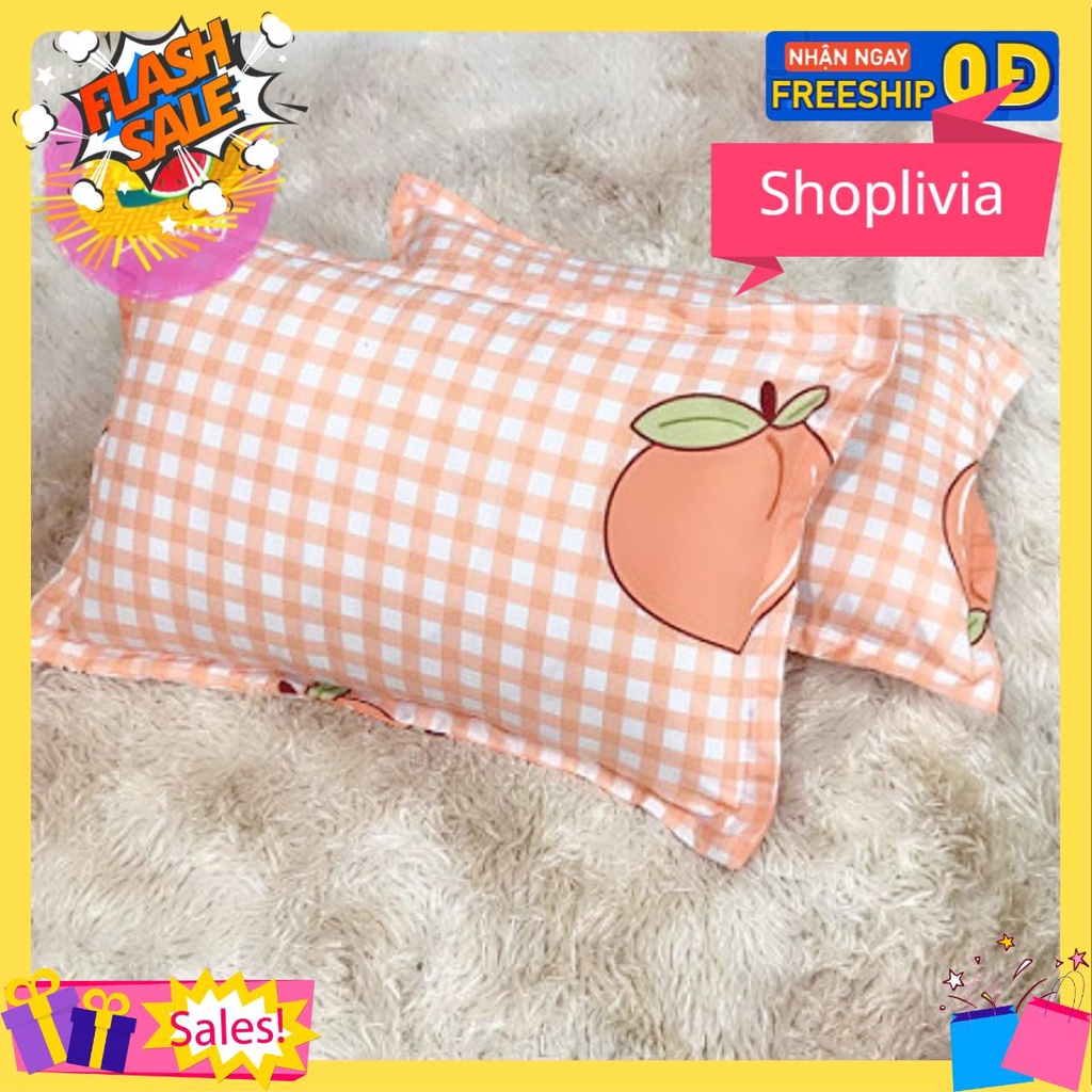 Combo 2 vỏ gối nằm cotton poly siêu xinh-shoplivia-mẫu đào cam