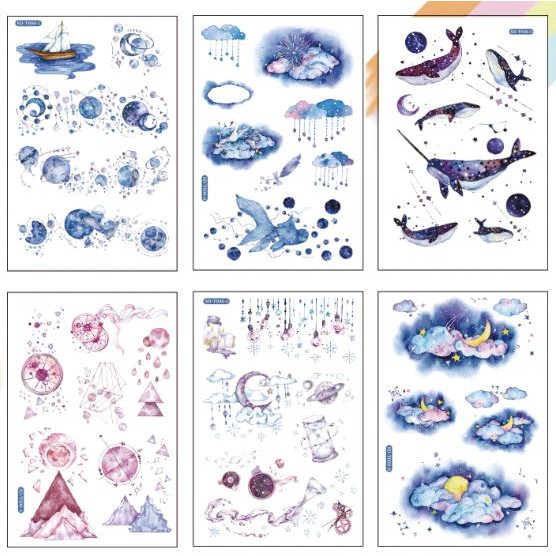 Sticker Dán Trang Trí Sổ Nhật Ký ( Nhiều Mẫu), 6 Tấm