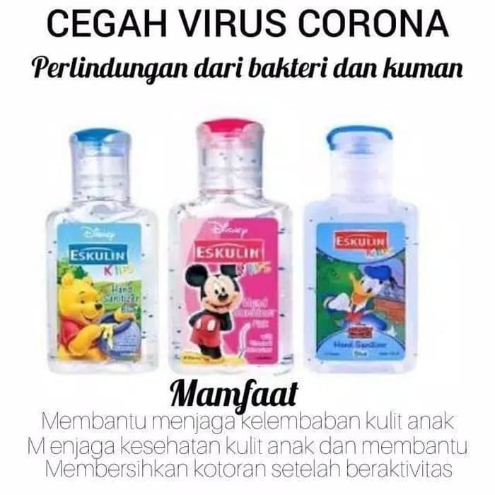 (hàng Mới Về) Gel Rửa Tay Khử Trùng Hình Chuột Mickey Màu Hồng / Xanh Dương Esculin 50ml Cho Bé