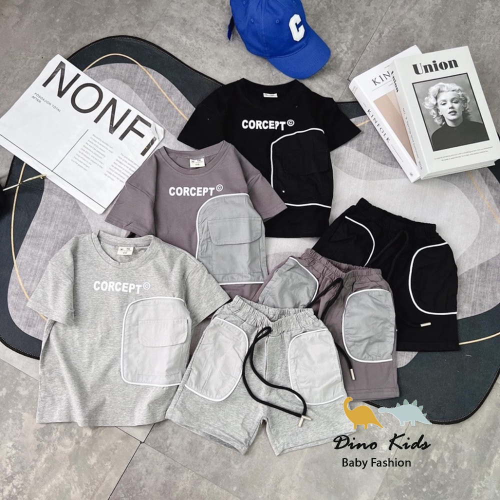 Bộ quần áo cộc tay thể thao bé trai, Bộ quần áo CORCEPT phản quang cho bé size 10-30kg