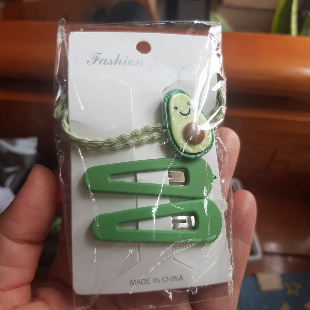 Kẹp Tóc Và Dây Buộc Tóc Quả Bơ  siêu cute