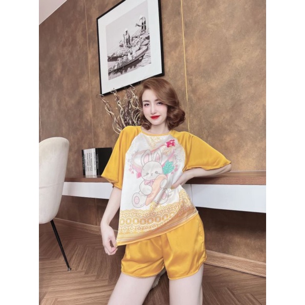 Bộ Lụa Satin Tay Cánh Tiên - Hàng Thiết Kế Satin In 4D Mềm Mịn