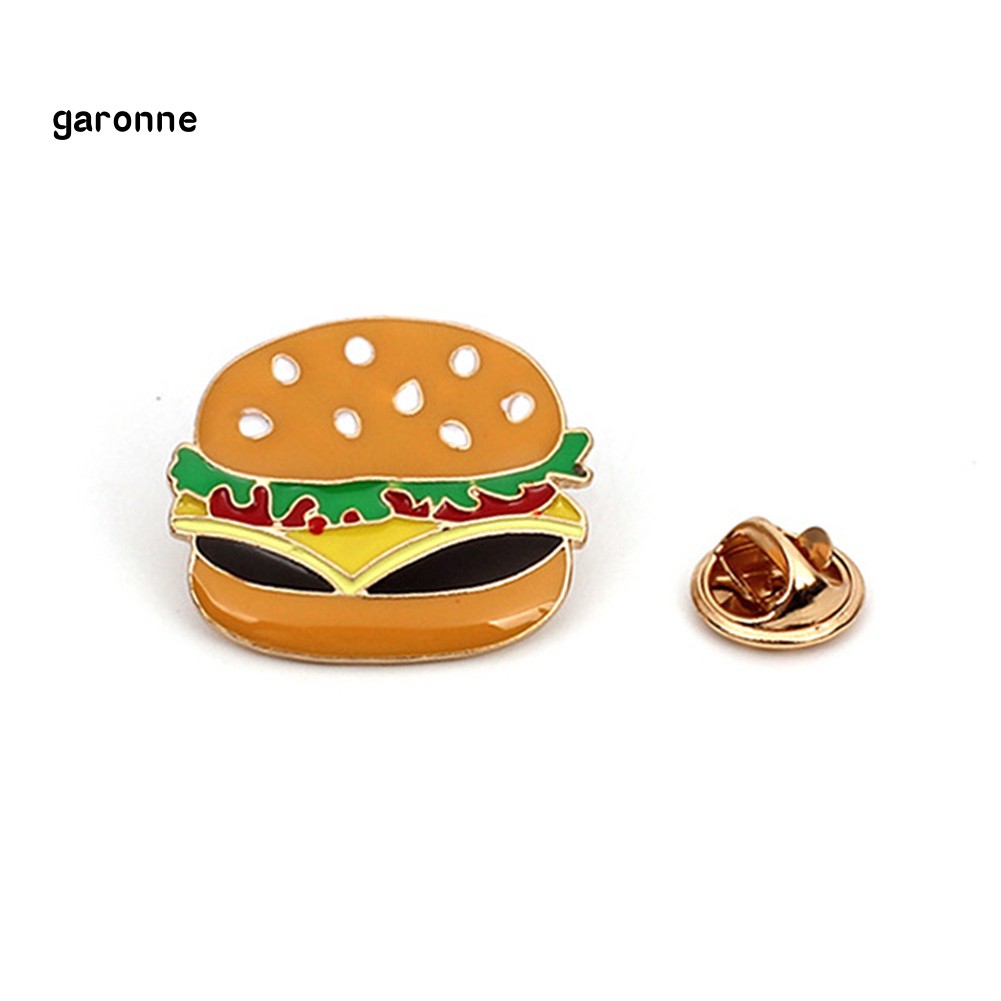 Bộ 3 ghim cài áo họa tiết hoạt hình bánh Pizza xúc xích Hamburger tráng men dùng làm quà tặng