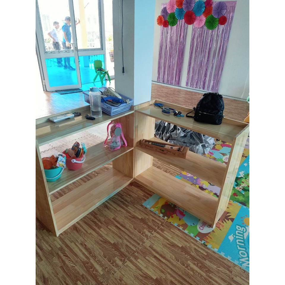 Giá kệ Montessori 3 tầng 2 ngăn KT 80*30*80 cm I Đồ dùng thiết bị mầm non