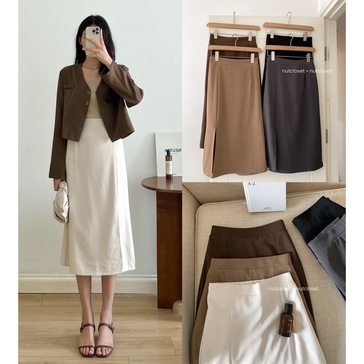 Chân váy dài xẻ trước_CV0088