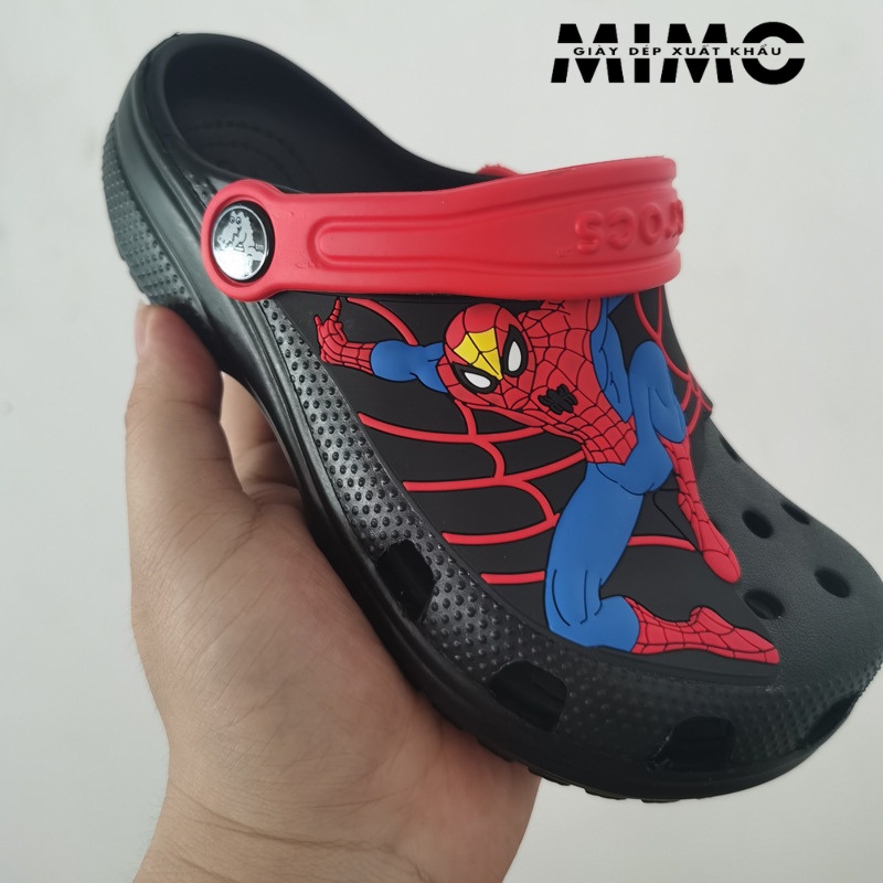 Sục Cho Bé Trai, Dép Siêu Nhân Người Nhện Màu Đen - Tặng 10 jibit 2D, Full Box