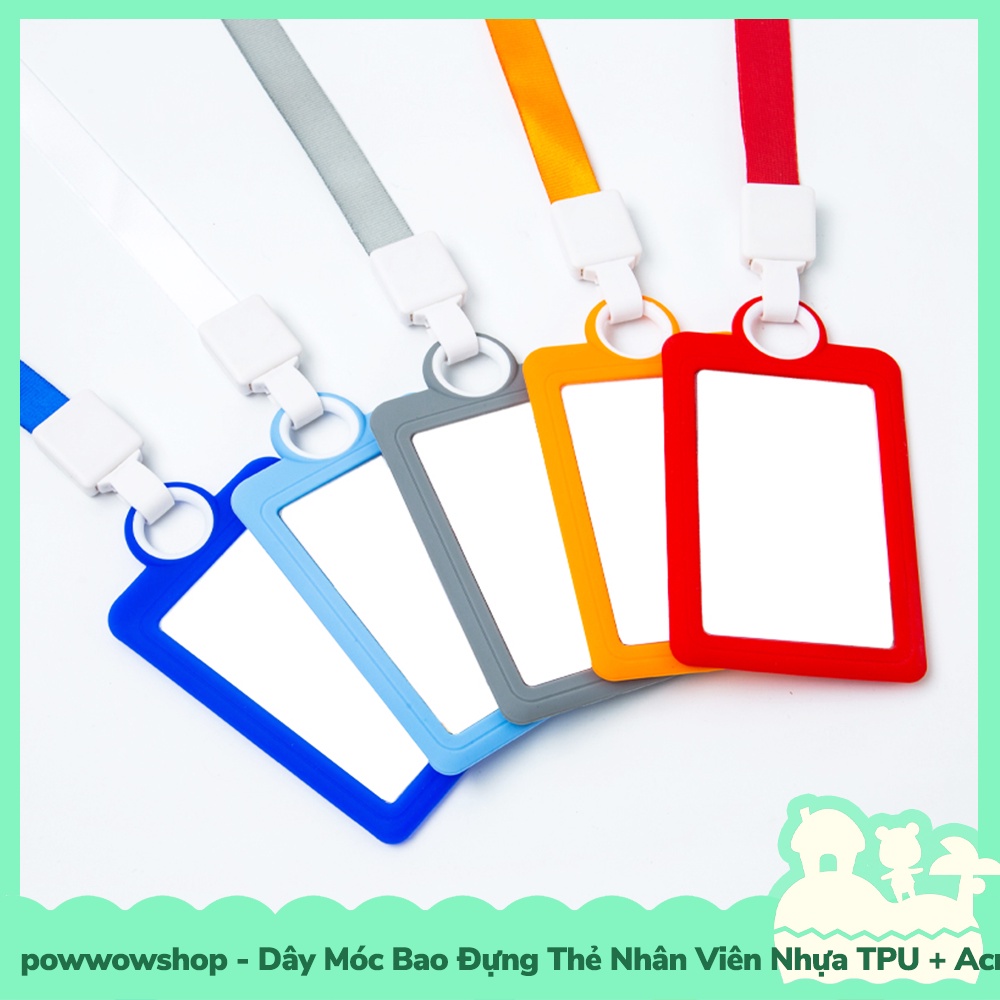 [Sẵn VN - Hỏa Tốc] Dây Móc Kéo Bao Đựng Thẻ Nhân Viên Nhựa TPU Dẻo + Acrylic Mẫu Đơn Giản Simple Colorful