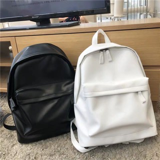 [Order] Balo Da Chống Nước 2 màu Đen / Trắng đơn giản.Cặp sách Hàn Quốc 2021