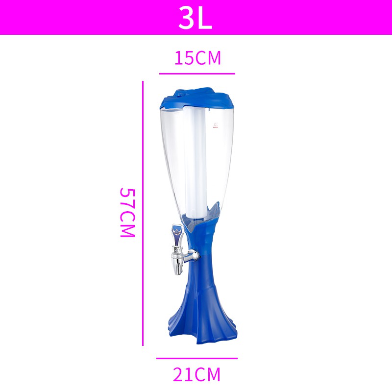 Tháp Bia  3 Lít Hình Ly Có Đèn Led Nhiều Màu Nhựa Cao Cấp An Toàn Bền Đẹp