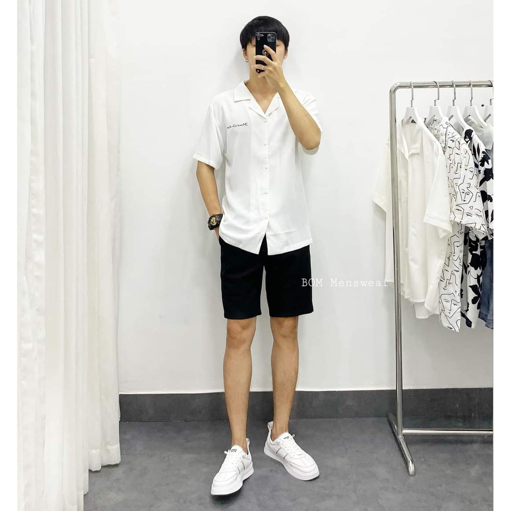 Áo sơ mi cặp đôi nam nữ, form rộng cổ vest thời trang hiện đại phong cách mới