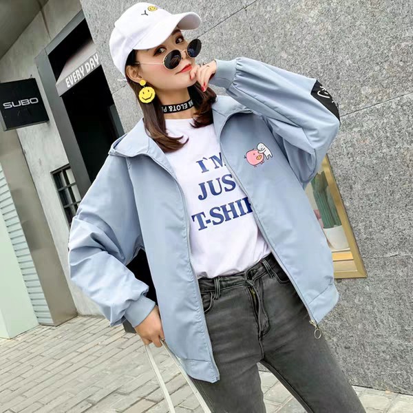 Áo khoác chống nắng dù nữ có mũ form rộng in hình Heo con ngộ nghĩnh MQ Fashion KD04