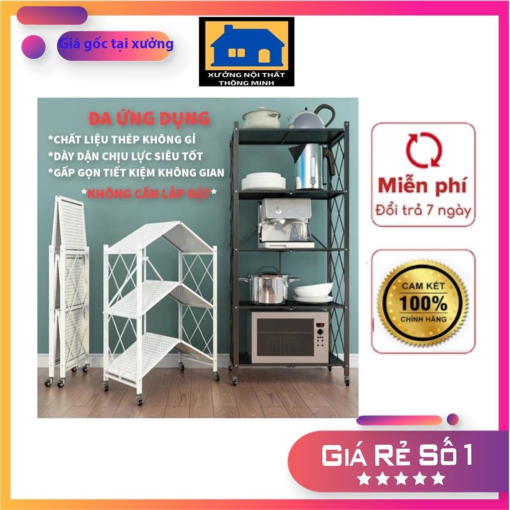 Kệ gấp gọn, kệ sắt để đồ đa năng gấp gọn có bánh xe, kệ gia dụng- BẢO HÀNH 12 THÁNG