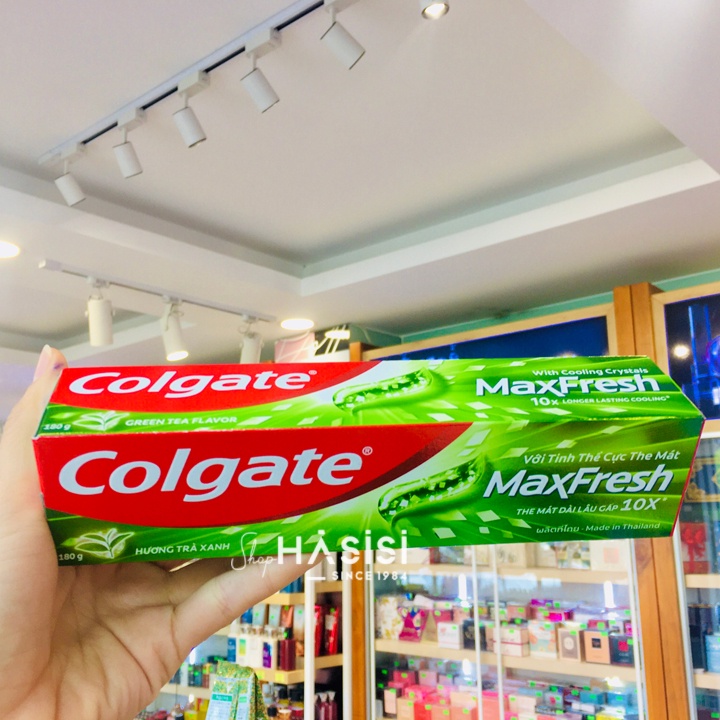 KEM ĐÁNH RĂNG COLGATE - Maxfresh Tinh Thể Cực The Mát 200g (Xanh Lá - Trà Xanh Mát Lạnh)