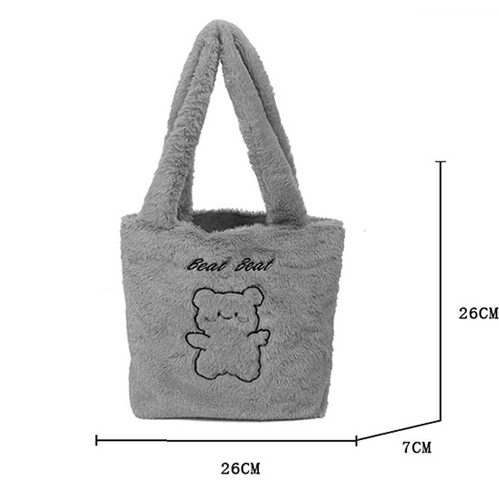 Túi Xách Tote Vải Lông Mềm Hình Gấu Hoạt Hình Đáng Yêu Sức Chứa Lớn Thời Trang Thu Đông Cho Nữ