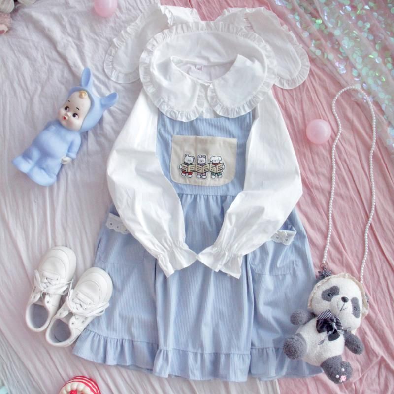 Áo sơ mi crotop tai thỏ dài tay 100% ảnh thật