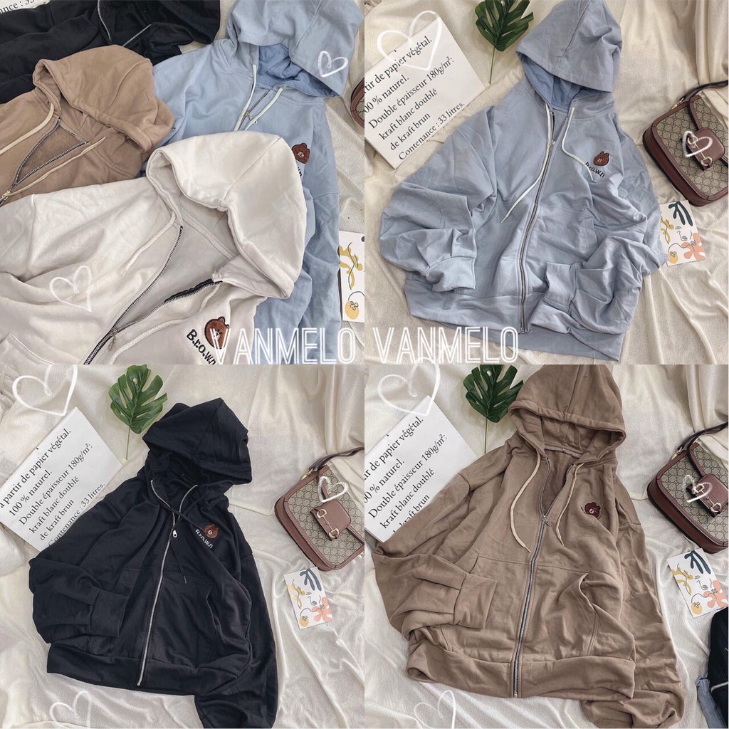 Áo Khoác Gấu Nỉ Sweater Unisex Gấu Brown Siêu Hot
