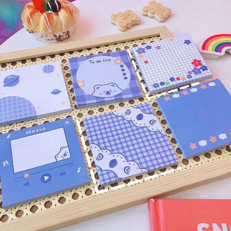 Giấy Ghi chú Giấy Note Memo Pad hình gấu thỏ xanh đáng yêu