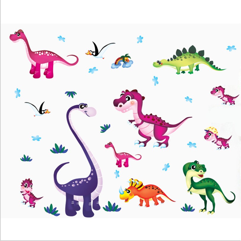 Decal dán tường - Khủng long lớn đủ màu 02