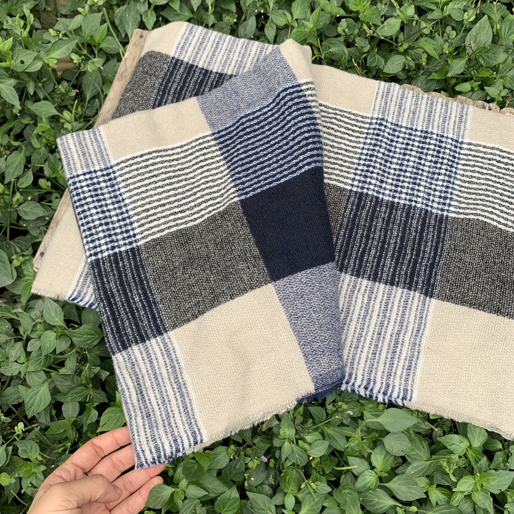 Khăn quàng cổ Han Quốc họa tiết caro mềm -SAM- Khăn choàng len nữ cao cấp