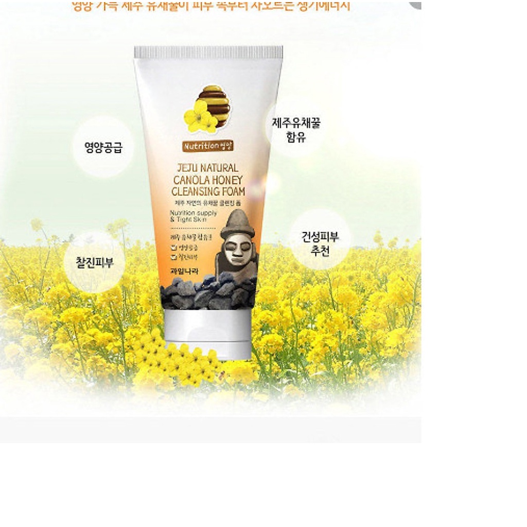 Sữa rửa mặt mật ong dưỡng ẩm da mịn màng và trắng hồng, phòng tránh và ngăn ngụn Welcos CANOLA HONEY cleansing foam 120g