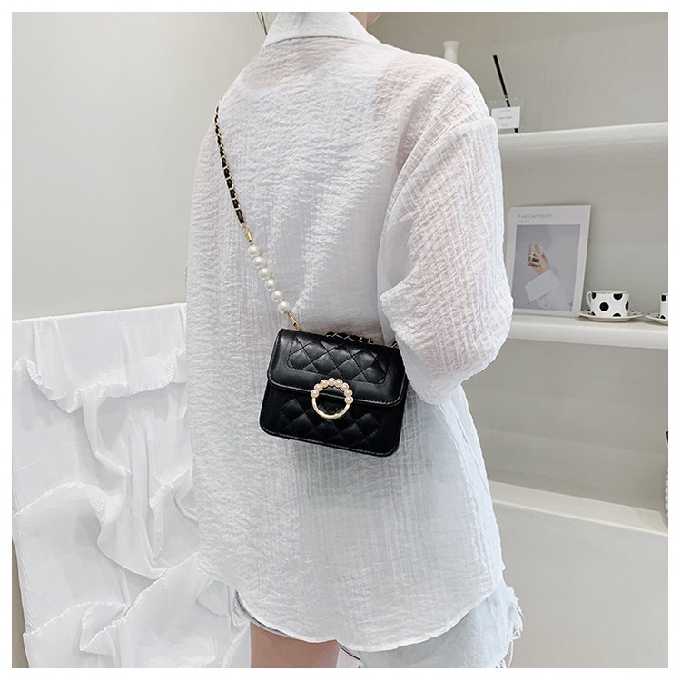 Túi JASMIN NOIR đeo chéo họa tiết caro phối dây xích thời trang cho nữ